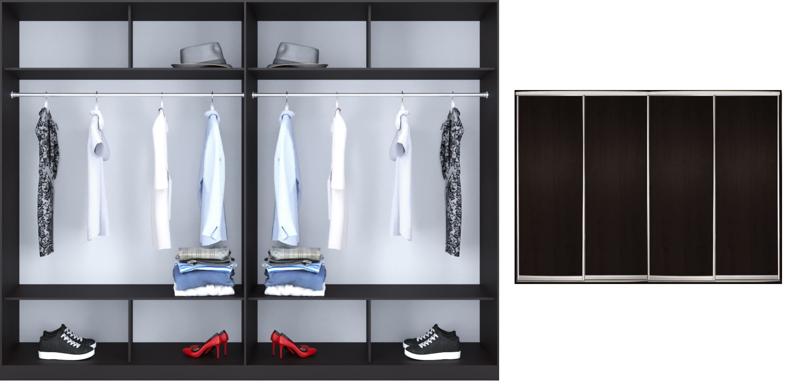 

Шкаф-купе Luxe 4 двери цвет венге ДСП/ДСП/ДСП/ДСП CLS - II 300 x 230 x 60 см