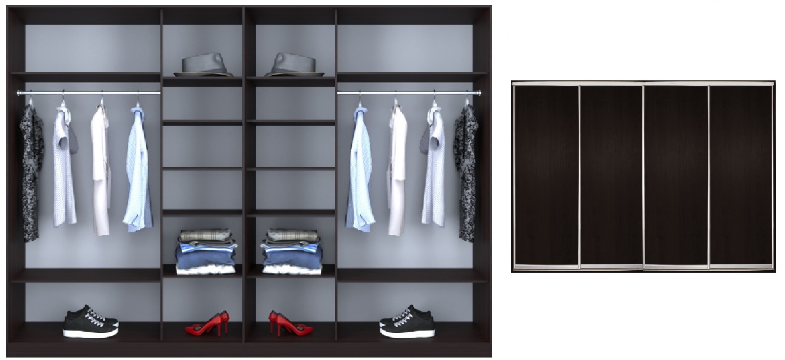 

Шкаф-купе Luxe 4 двери цвет венге ДСП/ДСП/ДСП/ДСП CLS - I 330 x 220 x 45 см