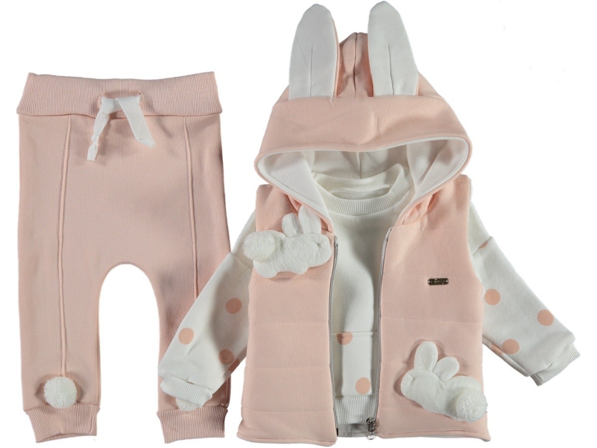 

Теплый комплект (жилетка + свитшот + штаны) Jikko 86 см Розовый Трехнитка 100% хлопок