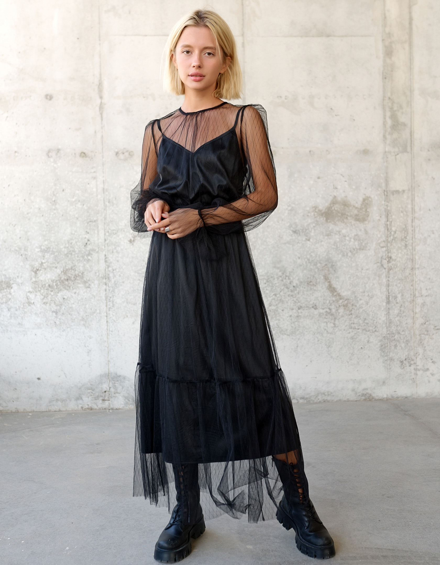 

Платье деми Wear me женское сетка шелковое нарядное  Чёрный 2w/19/29, Платье деми Wear me женское сетка шелковое нарядное L Чёрный 2w/19/29