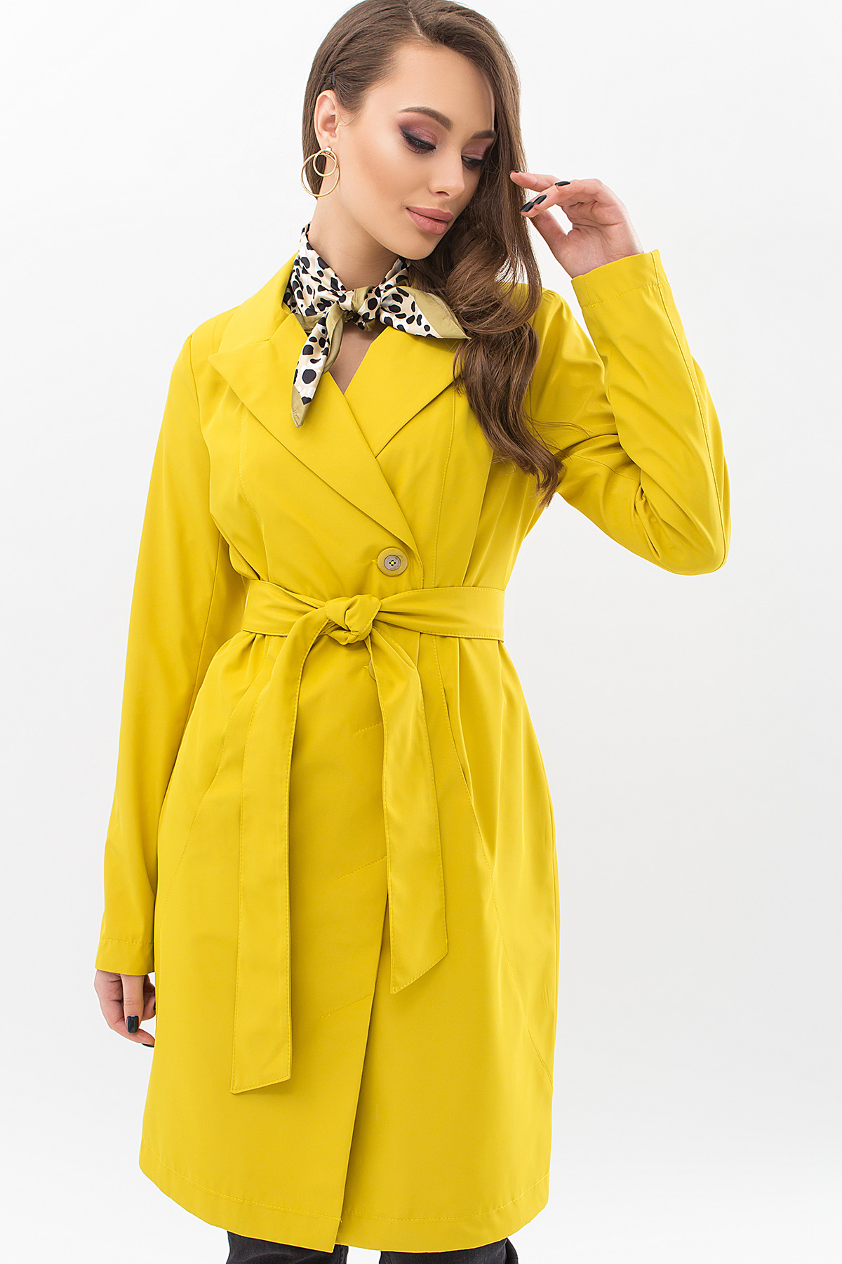 

Плащ женский цвет горчичный размер  FGg_66839, Плащ женский цвет горчичный размер 46 FGg_66839