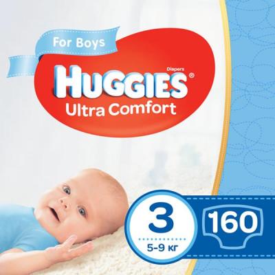 

Подгузник Huggies Ultra Comfort 3 Mega для мальчиков (5-9 кг) 160 шт (80x2) (5029054218099). 47977