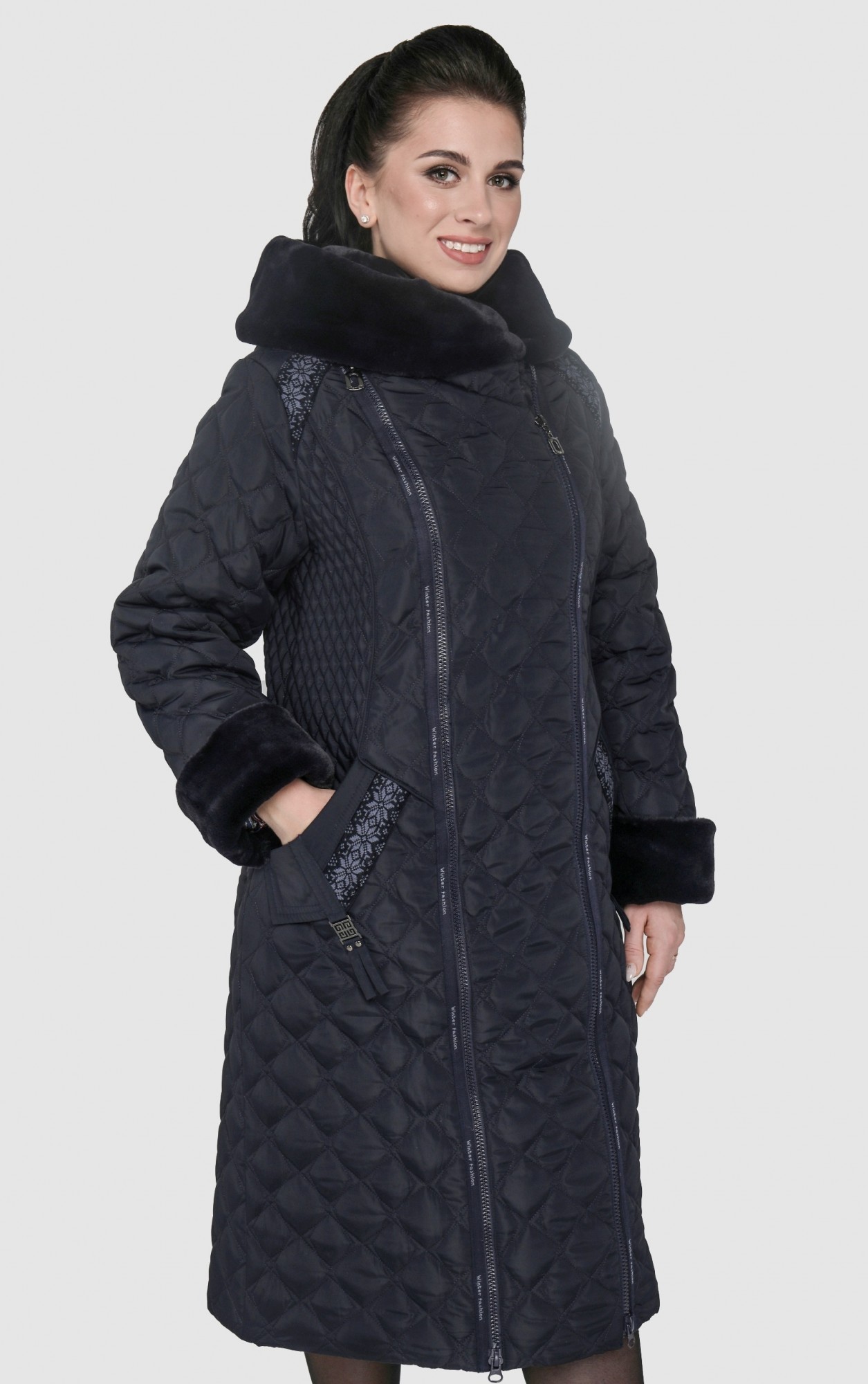 

Пуховик Exclusive moda М-238 46 Темно-синий