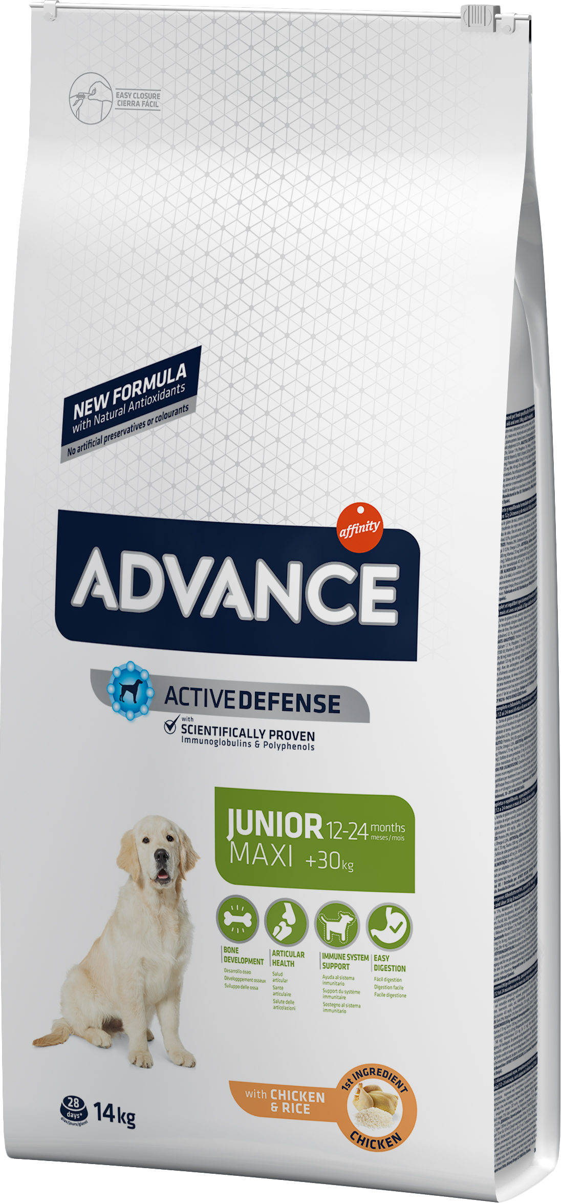 

Cухой корм для собак Advance Dog Maxi Junior для молодых собак крупных пород с курицей и рисом 14 кг