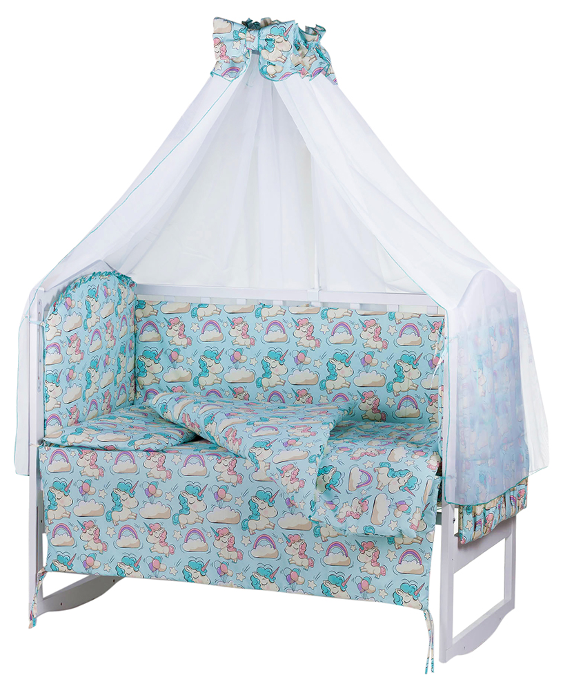 

Детская постель Babyroom Comfort-08 unicorn голубой (единороги). 33400