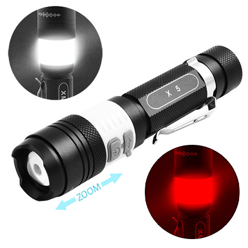 

Фонарь Police X5-T6, ЗУ micro USB, 1x18650, светильник, зажим, zoom, Box. 32356