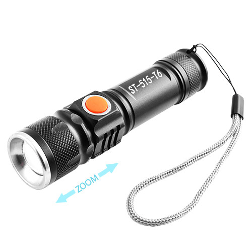 

Фонарь ST-515-T6, ЗУ USB, встроенный аккумулятор, zoom, ремешок на руку Lux. 32369