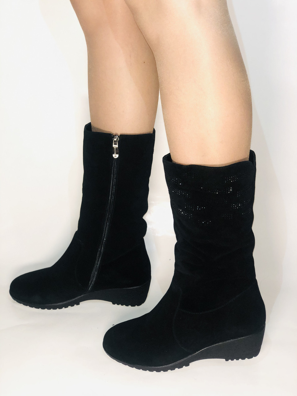 

Зимние женские полу-сапоги Bescone 36 Чёрные 2439