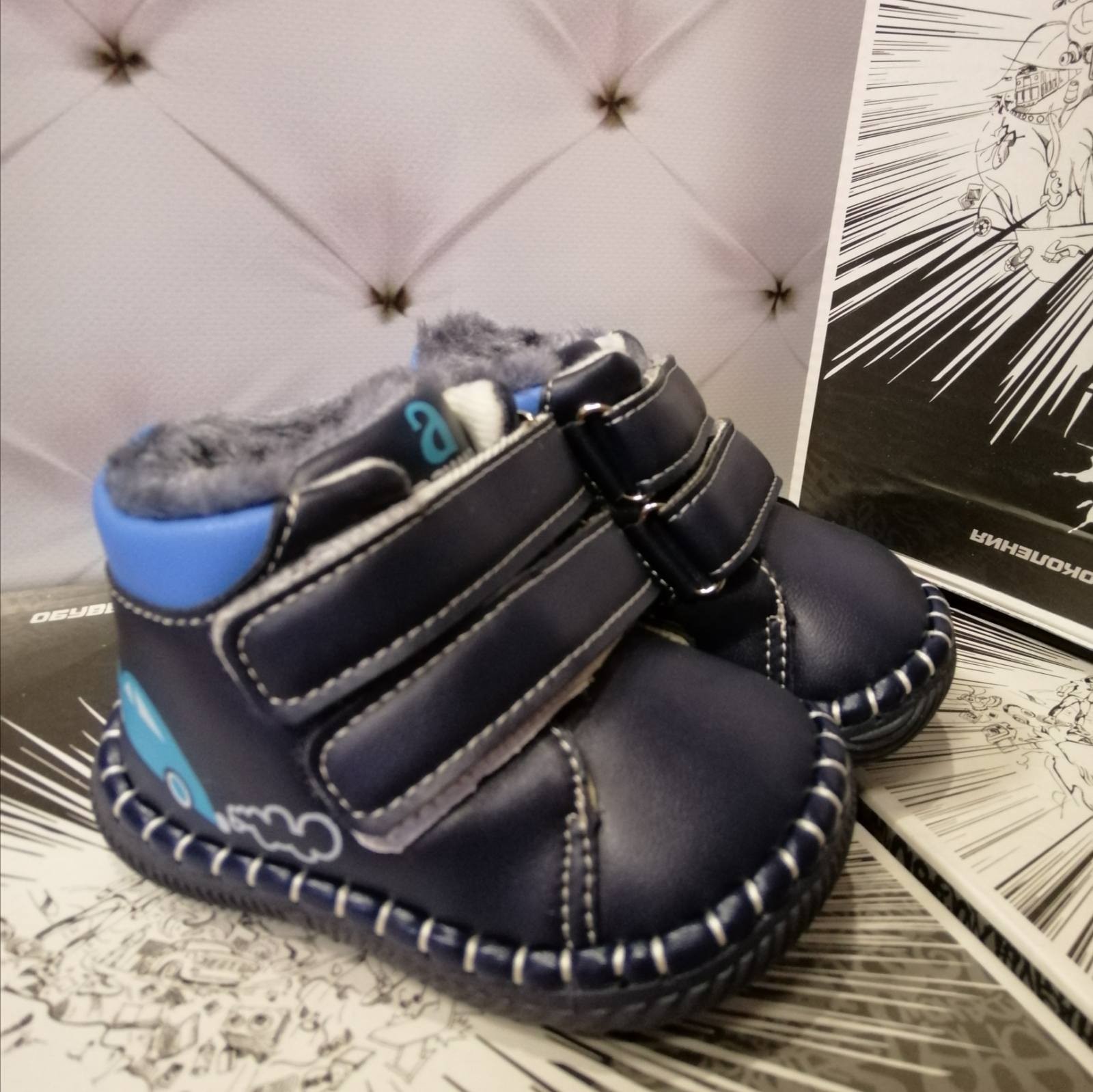 

Пинетки для мальчика Apawwa 114FD blue синие р.19-12 см
