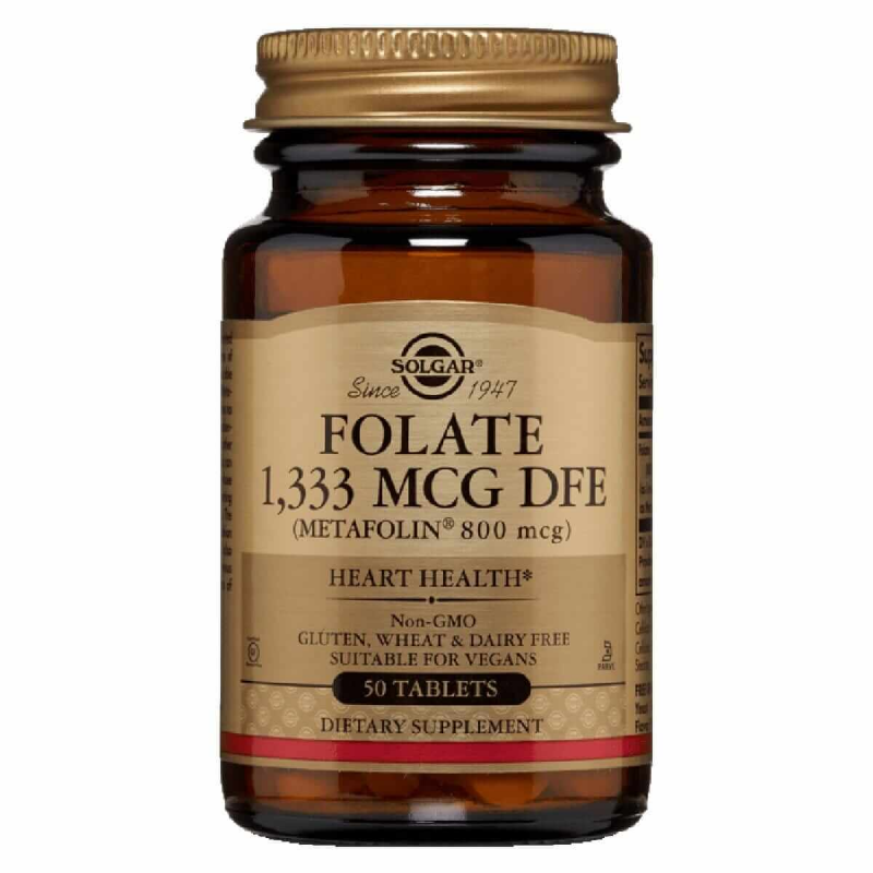 

Витамины и минералы Solgar Folate 1333 мкг DFE (Metafolin 800 mcg) 50 таблеток (445277)