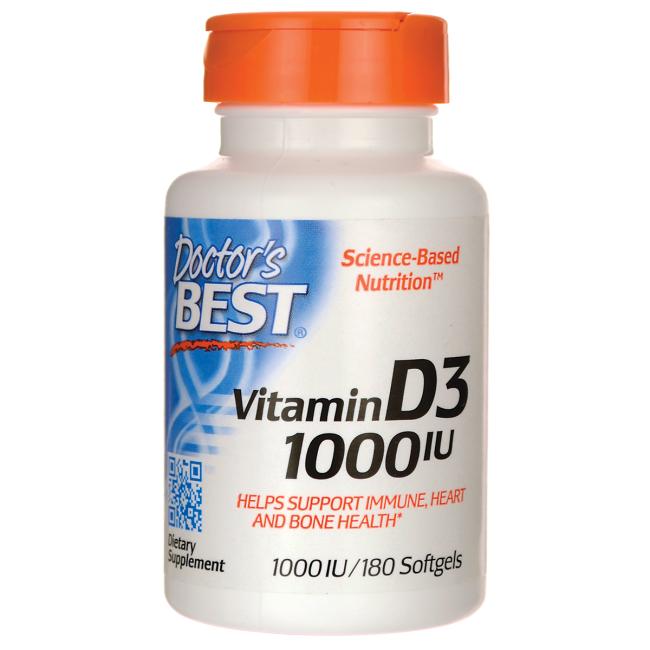 

Витамины и минералы Doctor's Best Vitamin D3 (1000 IU) 180 гель. капсул (444773)