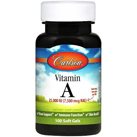 

Витамины и минералы Carlson Vitamin A 7500 мкг 100 капсул (444757)