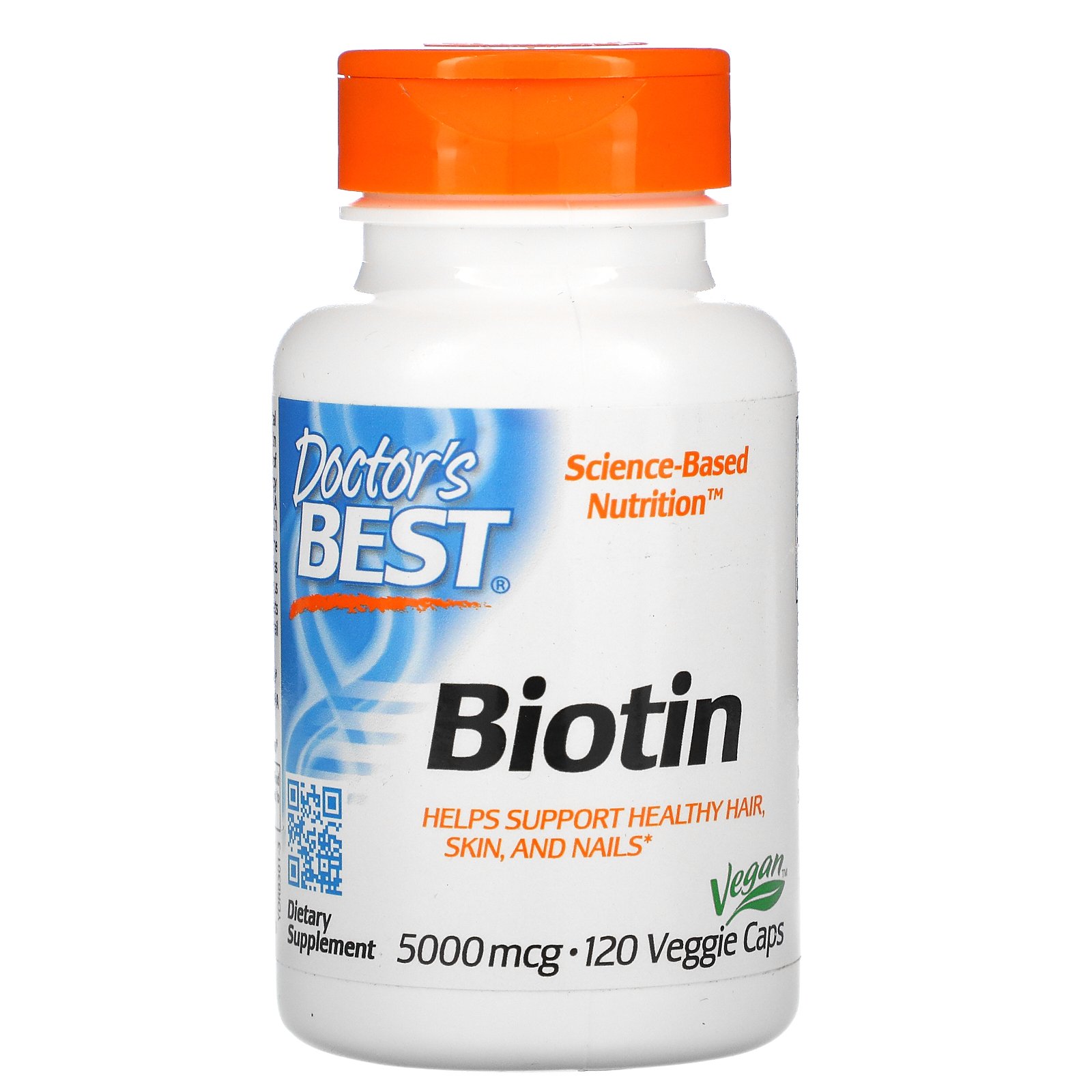 

Витамины и минералы для кожи, ногтей и волос Биотин Doctor's Best Biotin 5.000 мкг 120 капсул (444646)
