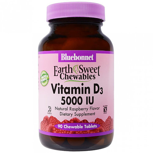 

Витамин D3 Bluebonnet Nutrition Sweet Chewables Vitamin D3 5000IU 90 жев таблеток Малина (444589)