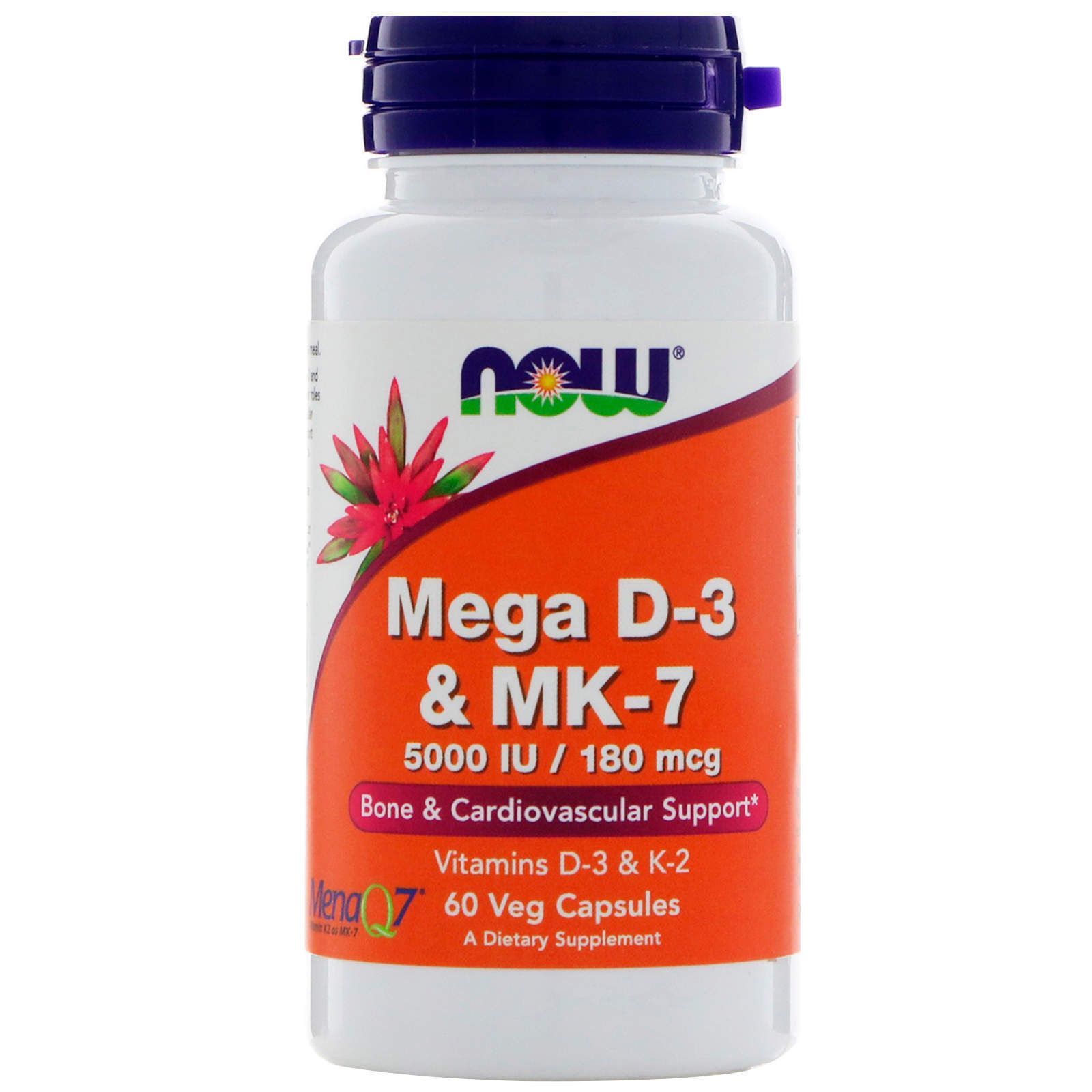 

Витамины и минералы D-3 & MK-7 Now Foods Vitaminы D-3 & MK-7 5000 МЕ 180 мкг 60 капсул (444614)