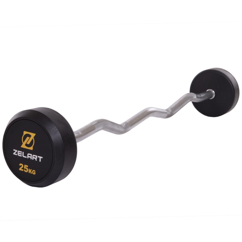 

Штанга фиксированная изогнутая обрезиненная Zelart Rubber Coated Barbell 25кг, код: TA-2687-25-S52