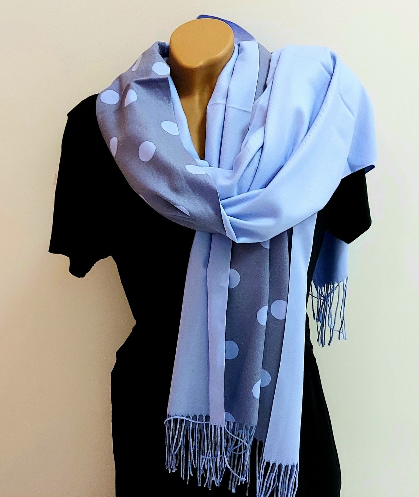 

Шарф палантин кашемир женский двусторонний 170х65 см. Голубой с синим