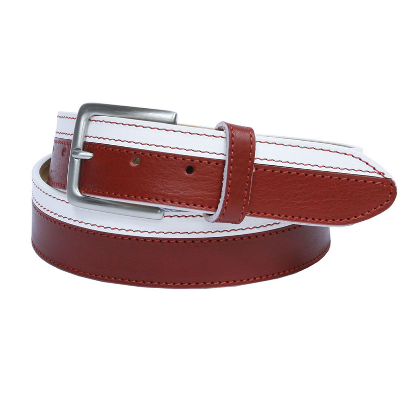 

Ремень Tony Perotti Cinture 196/40 rosso-bianco кожаный красный с белым