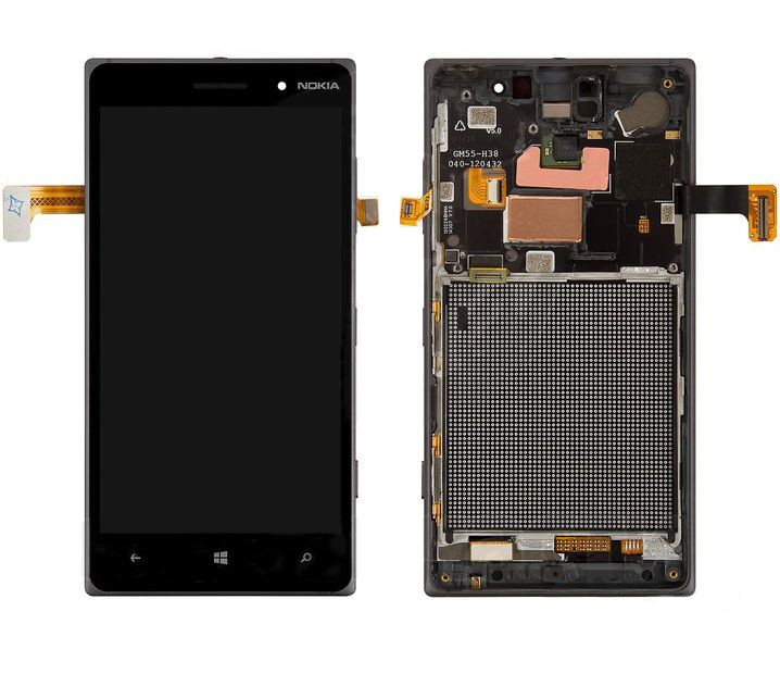 

Дисплей для мобильного телефона Nokia Lumia 830, черный, с тачскрином, с рамой