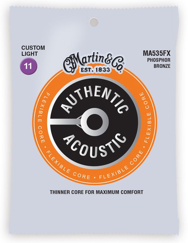 

Струны для гитары MARTIN MA535FX Authentic Acoustic Flexible Core 92/8 Phosphor Bronze Custom Light (11-52)