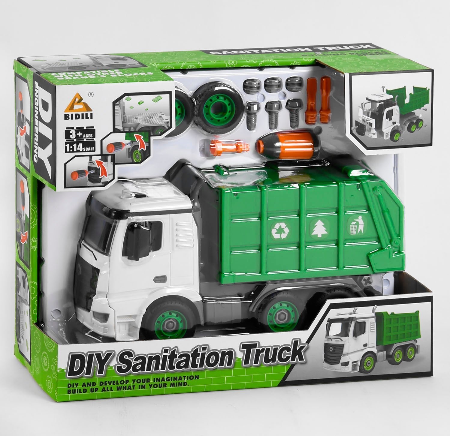 

Машинка Мусоровоз Конструктор в масштабе 1:14 DIY Sanitation Truck