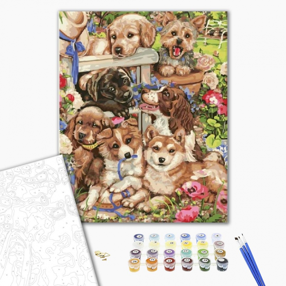 

Картина по номерам Животные, птицы и рыбы Щеночки 40х50 см