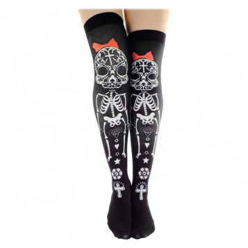 

Чулки укороченные Santa Muerte Halloween 19-362BLK-WT
