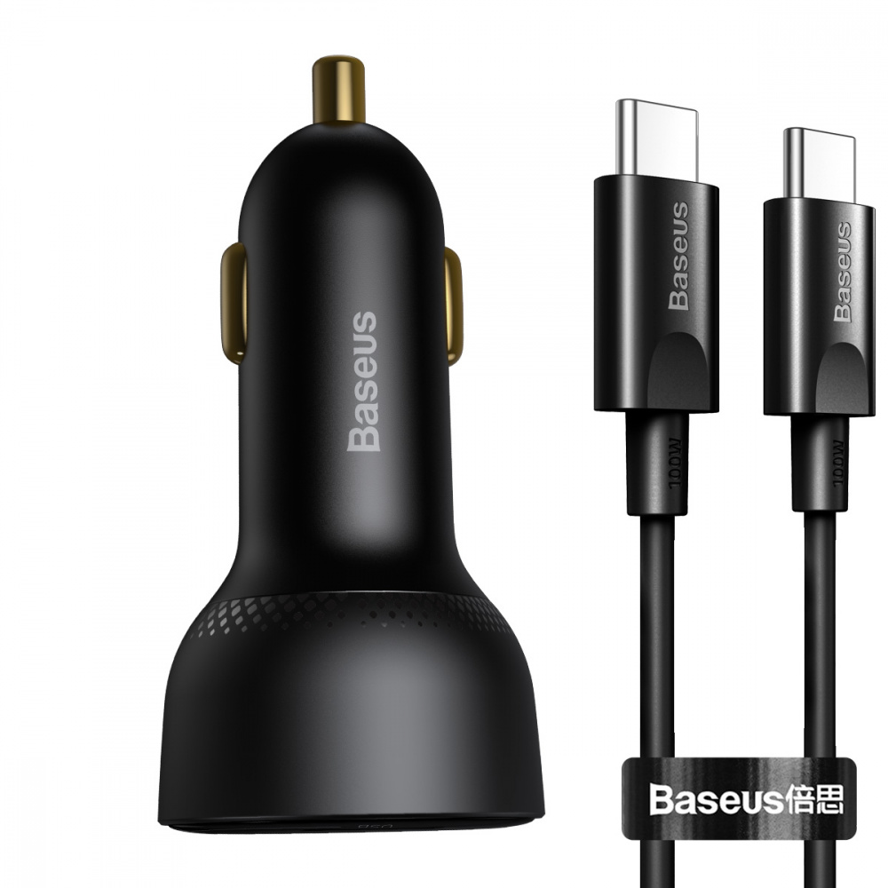 

Автомобильное ЗУ Baseus Superme Digital Display PPS QC + Cable Baseus Type-C to Type-C 100W (1m) black