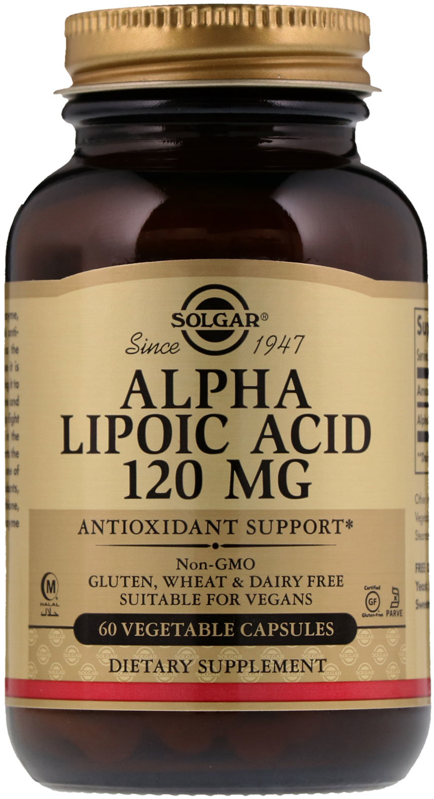 

Антиоксиданты Solgar Alpha Lipoic Acid 120 mg 60 Vegetable Capsules