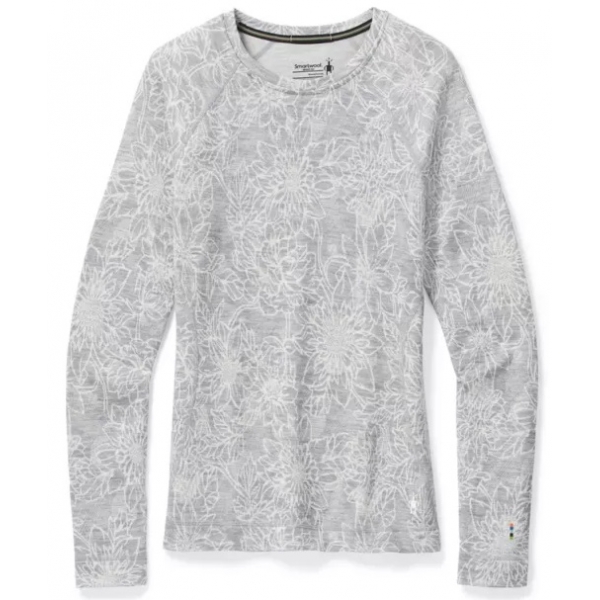 

Термофутболка женская Smartwool Women's Merino 250 Baselayer Pattern Crew Boxed, Light Gray Traced Dahlia, M, (SW 16372.E41-M)