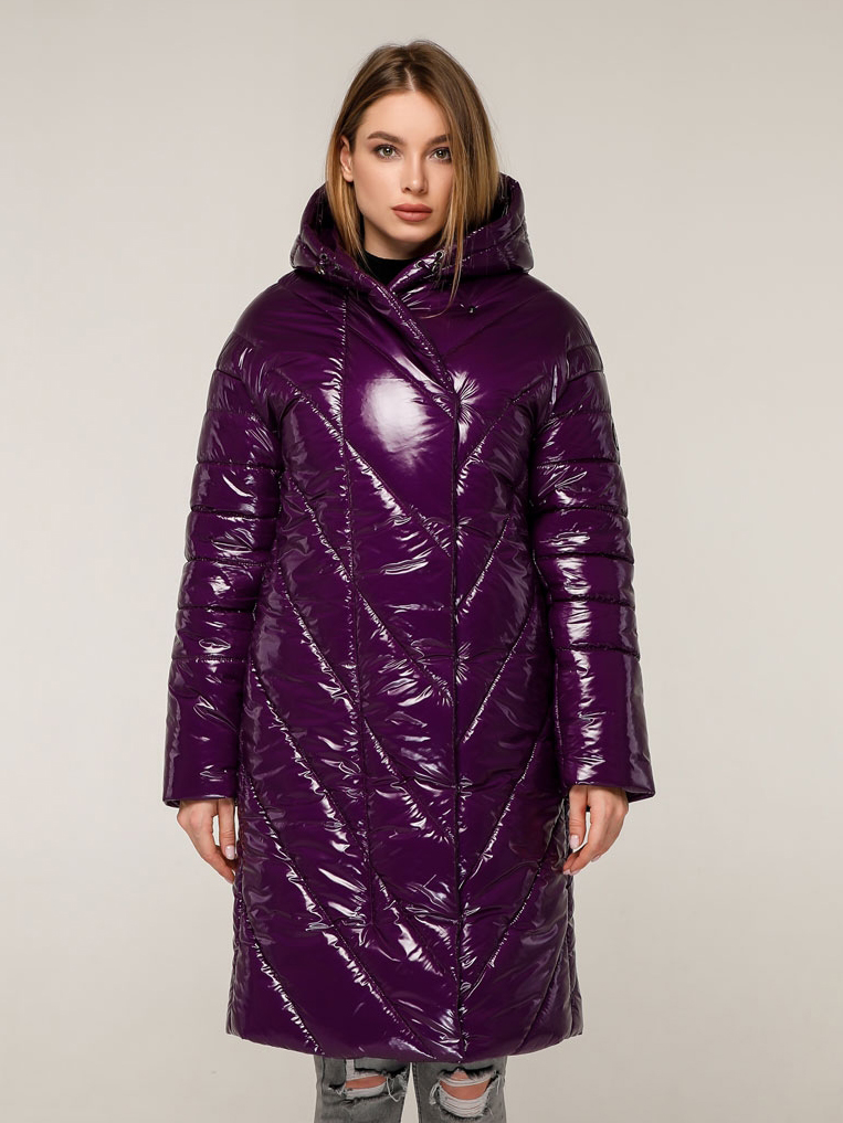 Акція на Куртка зимова довга жіноча Favoritti ПВ-1289 Лак Тон 14 50 Фіолетова від Rozetka
