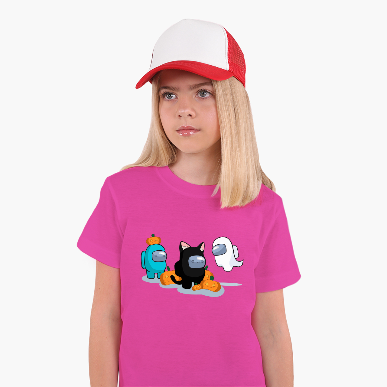 

Детская футболка для девочек Амонг Ас (Among Us) (25186-2420-67) 104-110 см Хлопок Темно-розовый