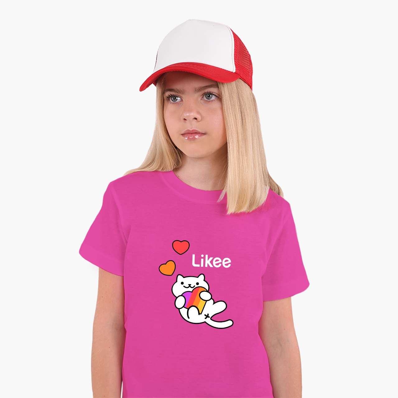 

Детская футболка для девочек Лайк Кот (Likee Cat) (25186-1039-68) 122-128 см Хлопок Темно-розовый