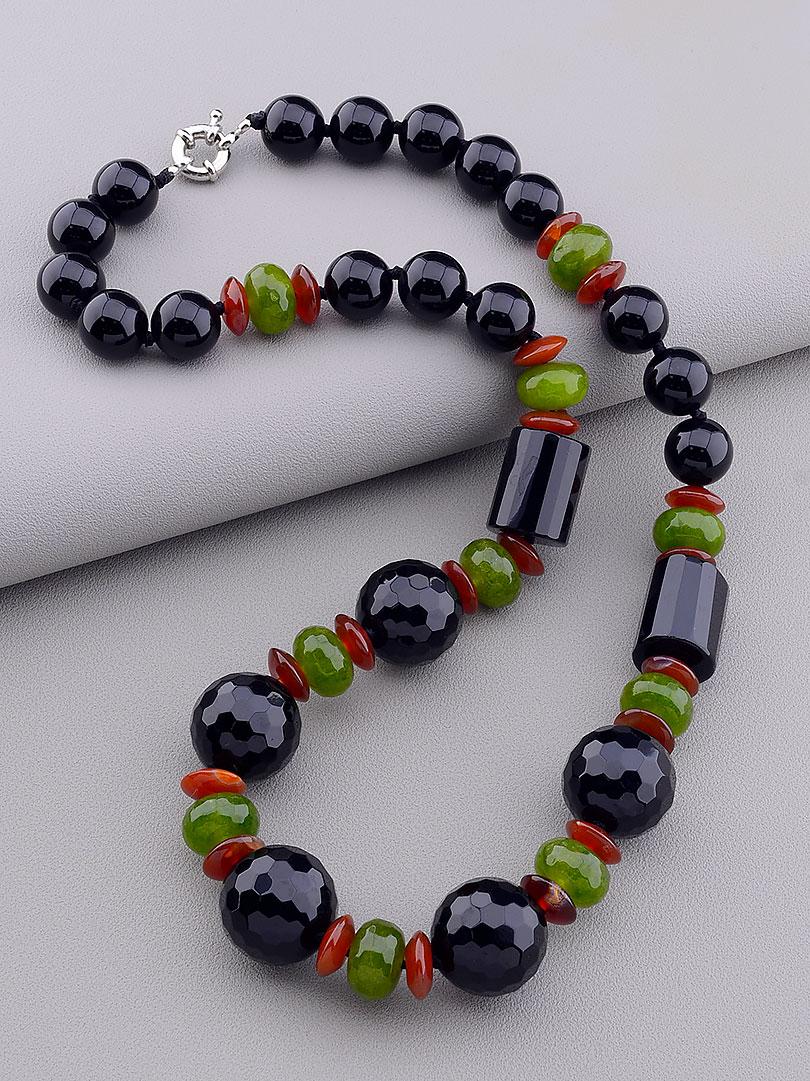 

Бусы Агат, Сердолик, Пренит 50 см.