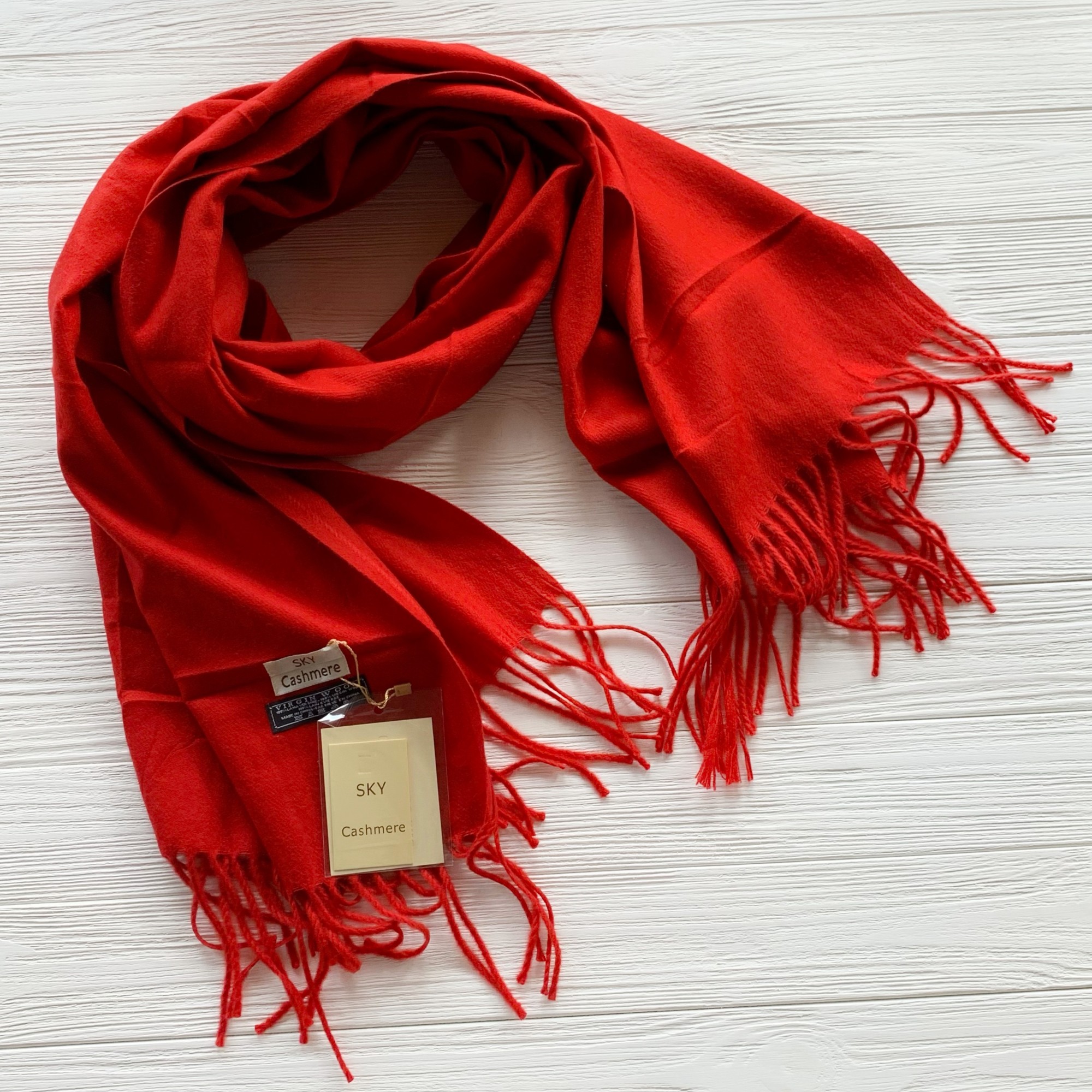

Шерстяной шарф Sky Cashmere 200 см на 80 см красный 100376