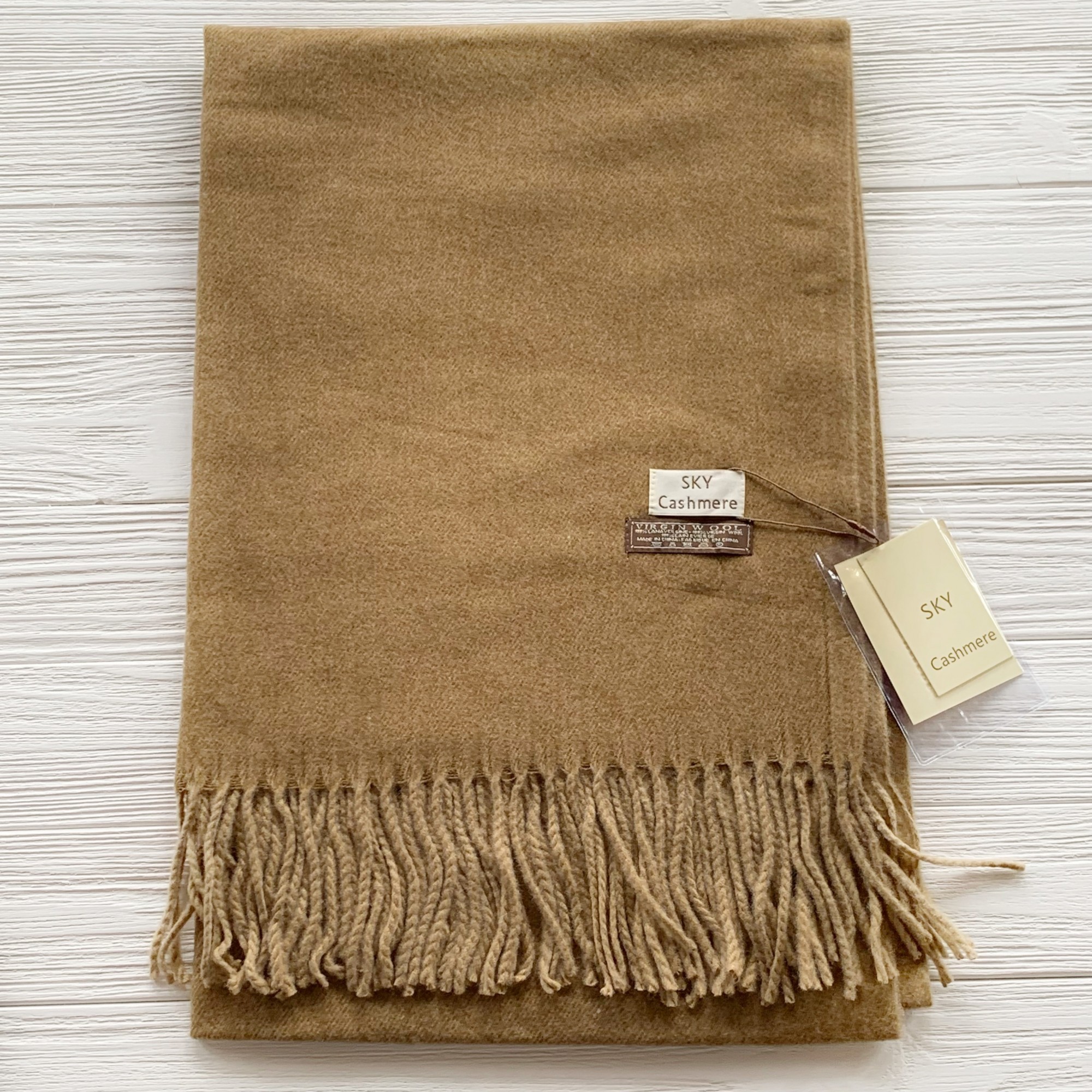 

Шерстяной шарф Sky Cashmere 200 см на 80 см горчичный 100380