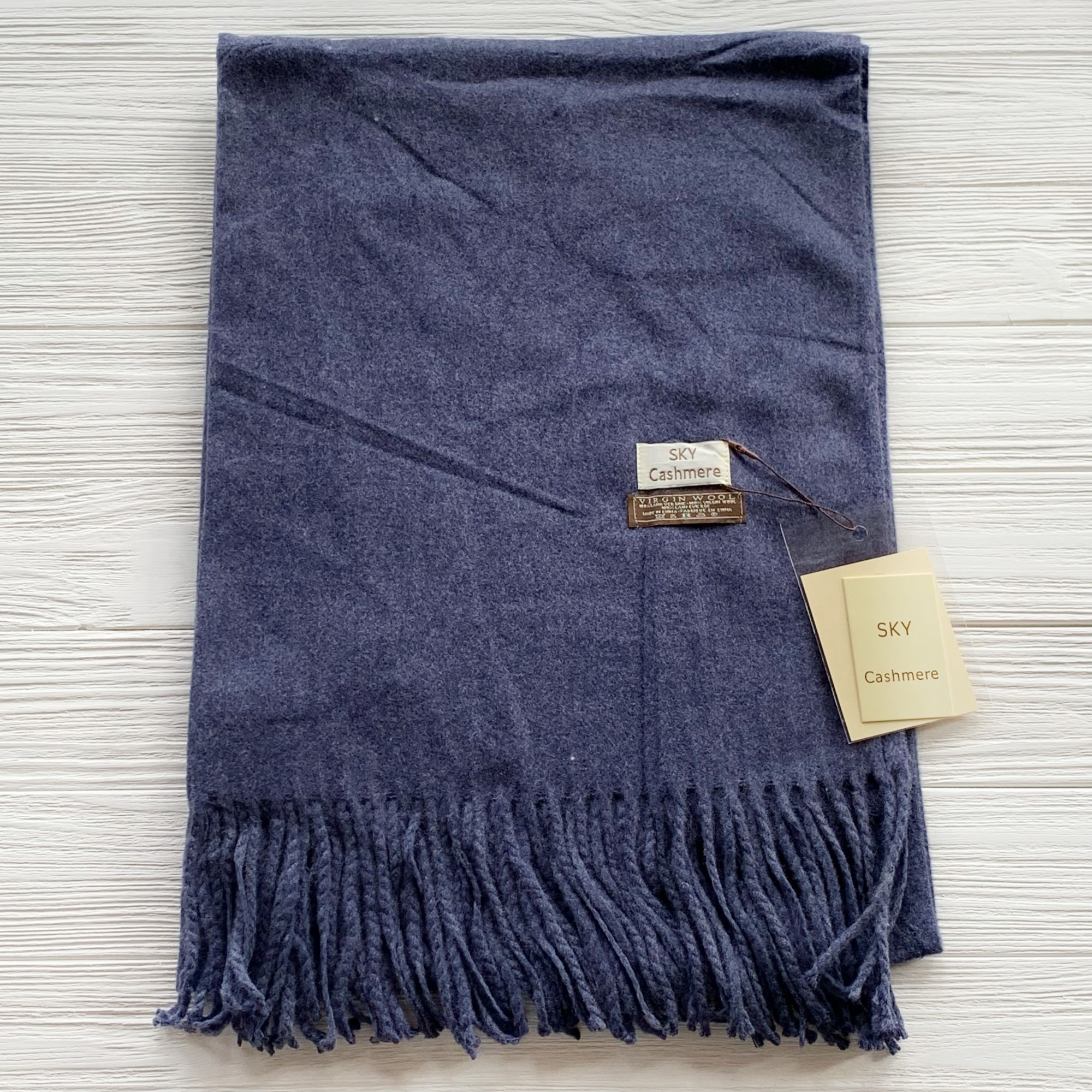 

Шерстяной шарф Sky Cashmere 200 см на 80 см синий 100382