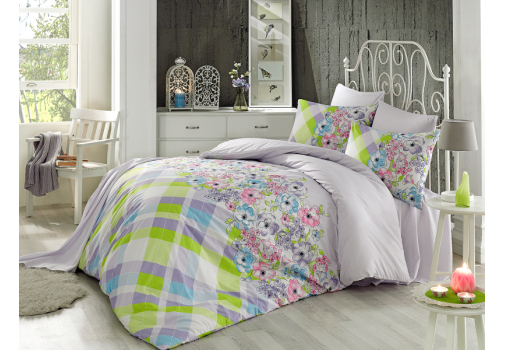 

Постельное бельё Majoli Flory v1 Lila 200x220 Разноцветный