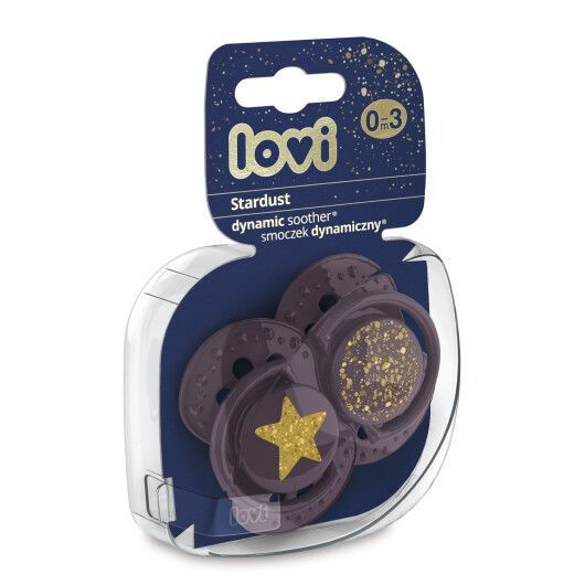 

Пустышка силиконовая динамическая Stardust, 0-3 мес, 2 шт, фиолетовая, 22/892_violet, LOVI (5903407993546)