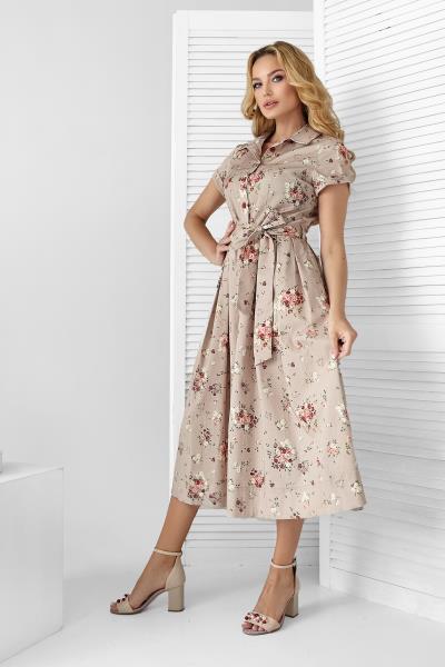 

Платье Style-Nika Моник  Тёмно молочный в цветы 2164, Платье Style-Nika Моник 46 Тёмно молочный в цветы 2164