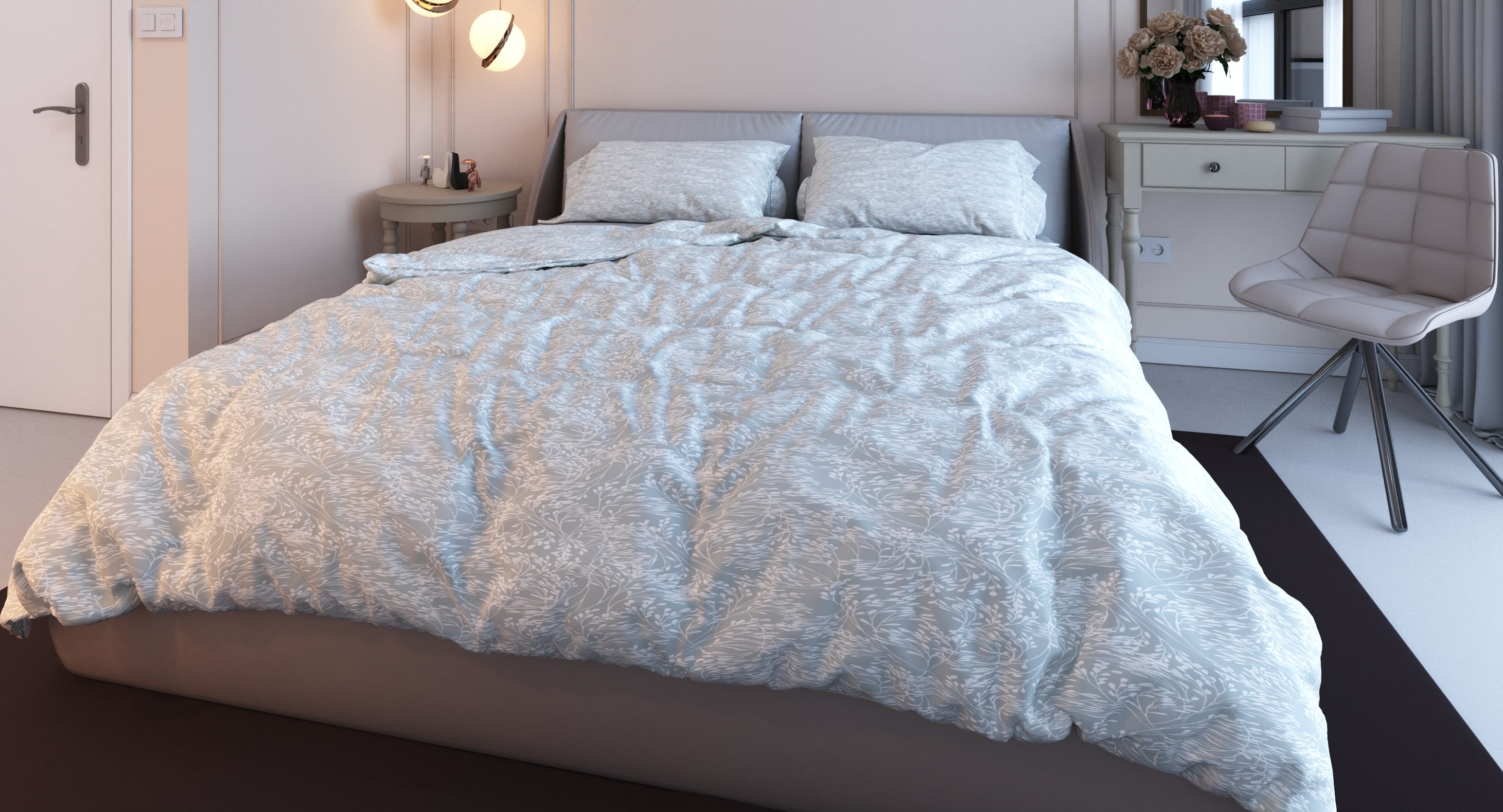 

Комплект постельного белья Бязь GM Textile 120 г/м2 Омут (Серо-белый) Евро
