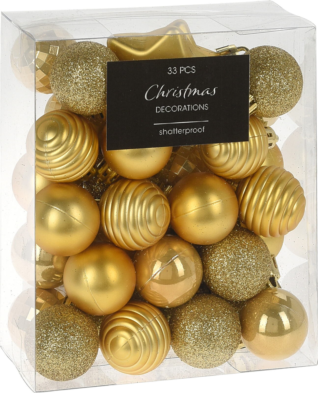

Набор елочных игрушек Christmas Decoration 33 штуки Золотой (CAN222500)