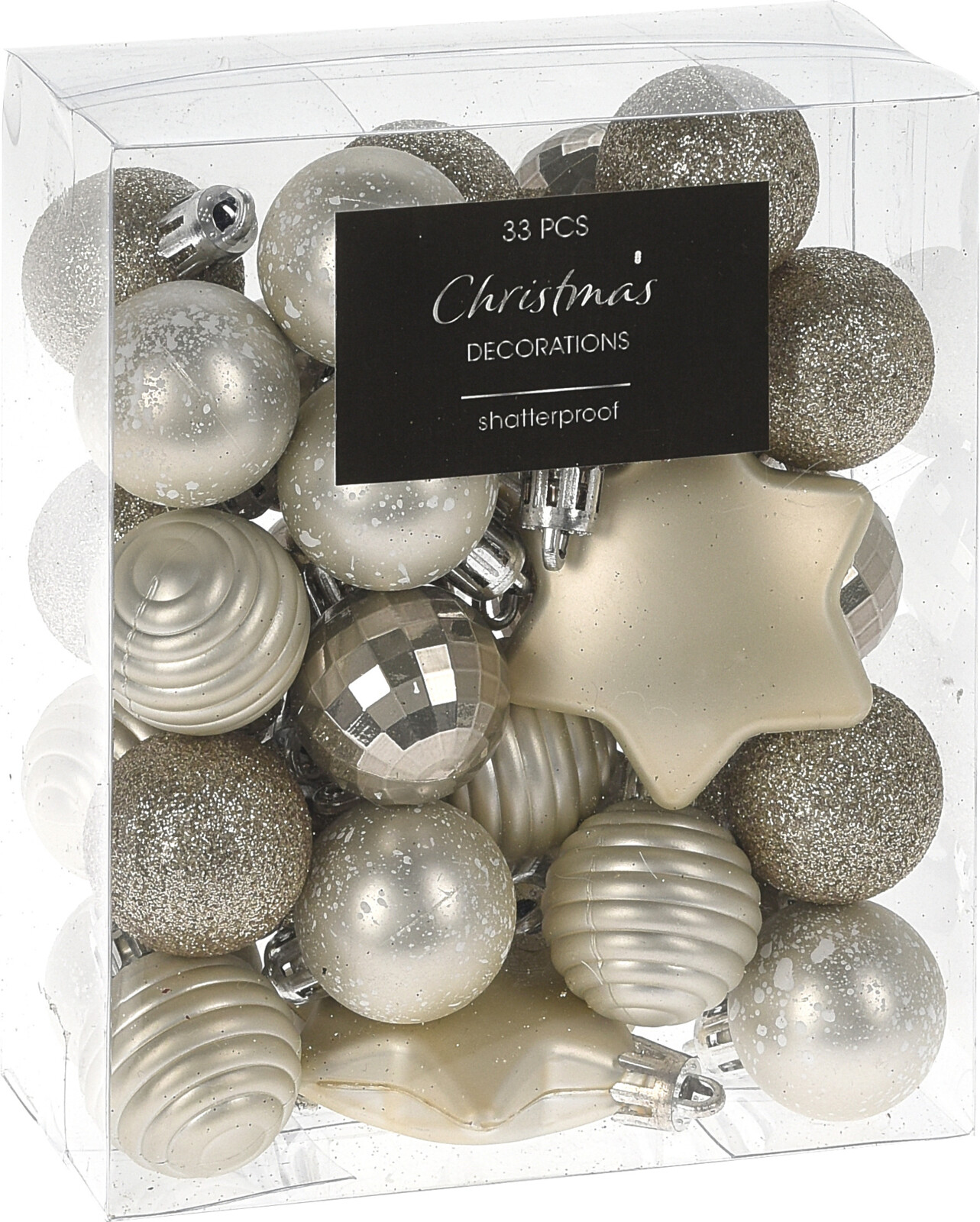 

Набор елочных игрушек Christmas Decoration 33 штуки Шампань (CAN222560)