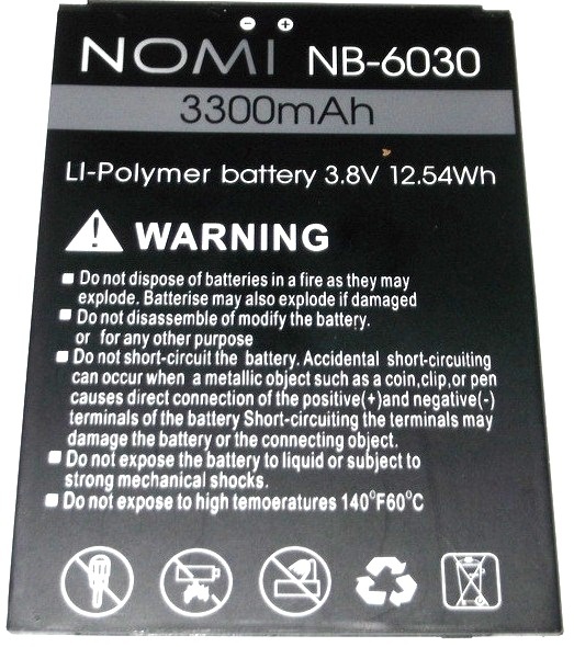 

Аккумулятор для Nomi NB-6030, i6030 Note X 3300mAh Оригинал оригинал