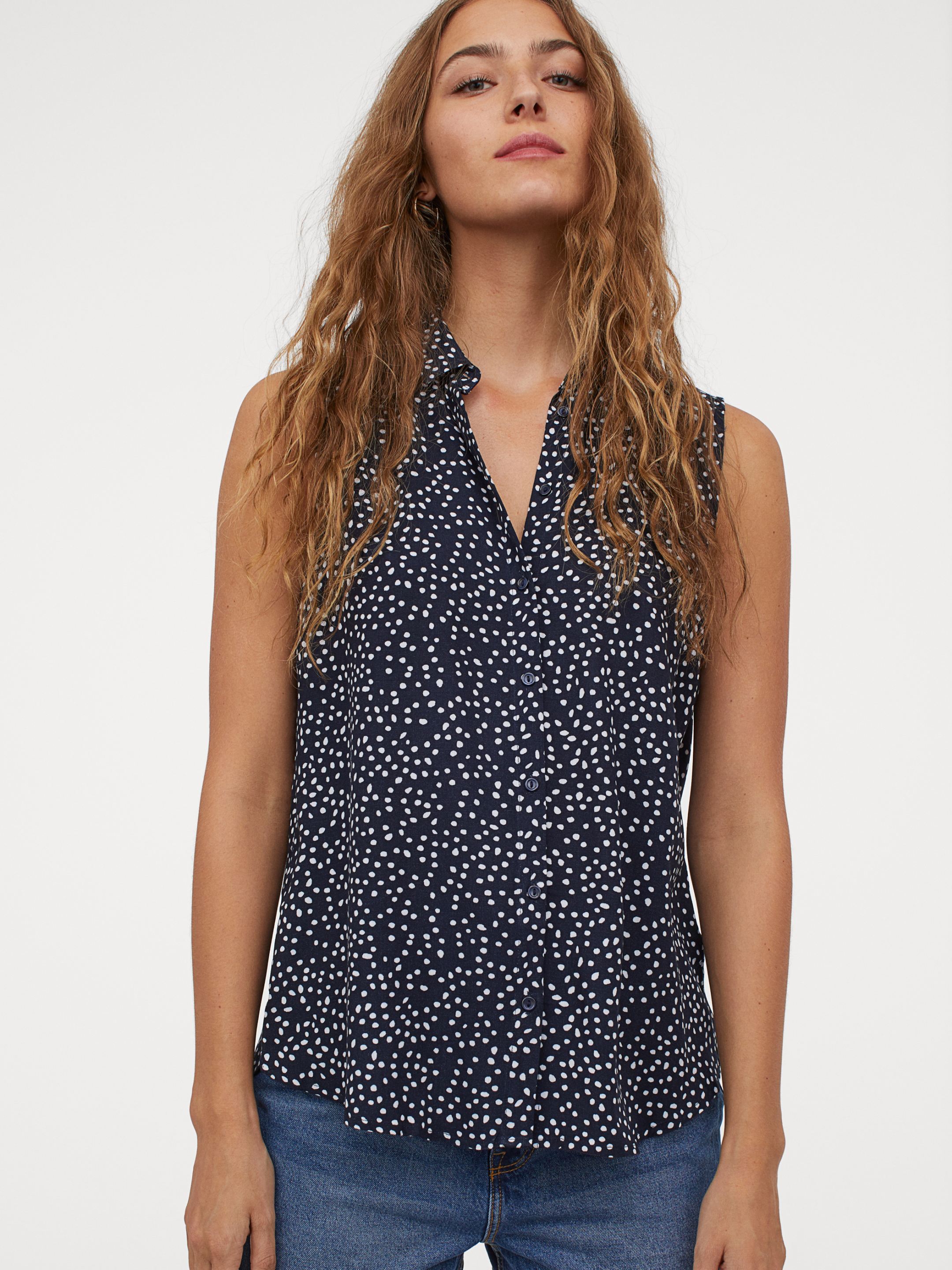 

Блузка H&M 07-0696594-004 38 Темно-синяя (СА2000001869918)