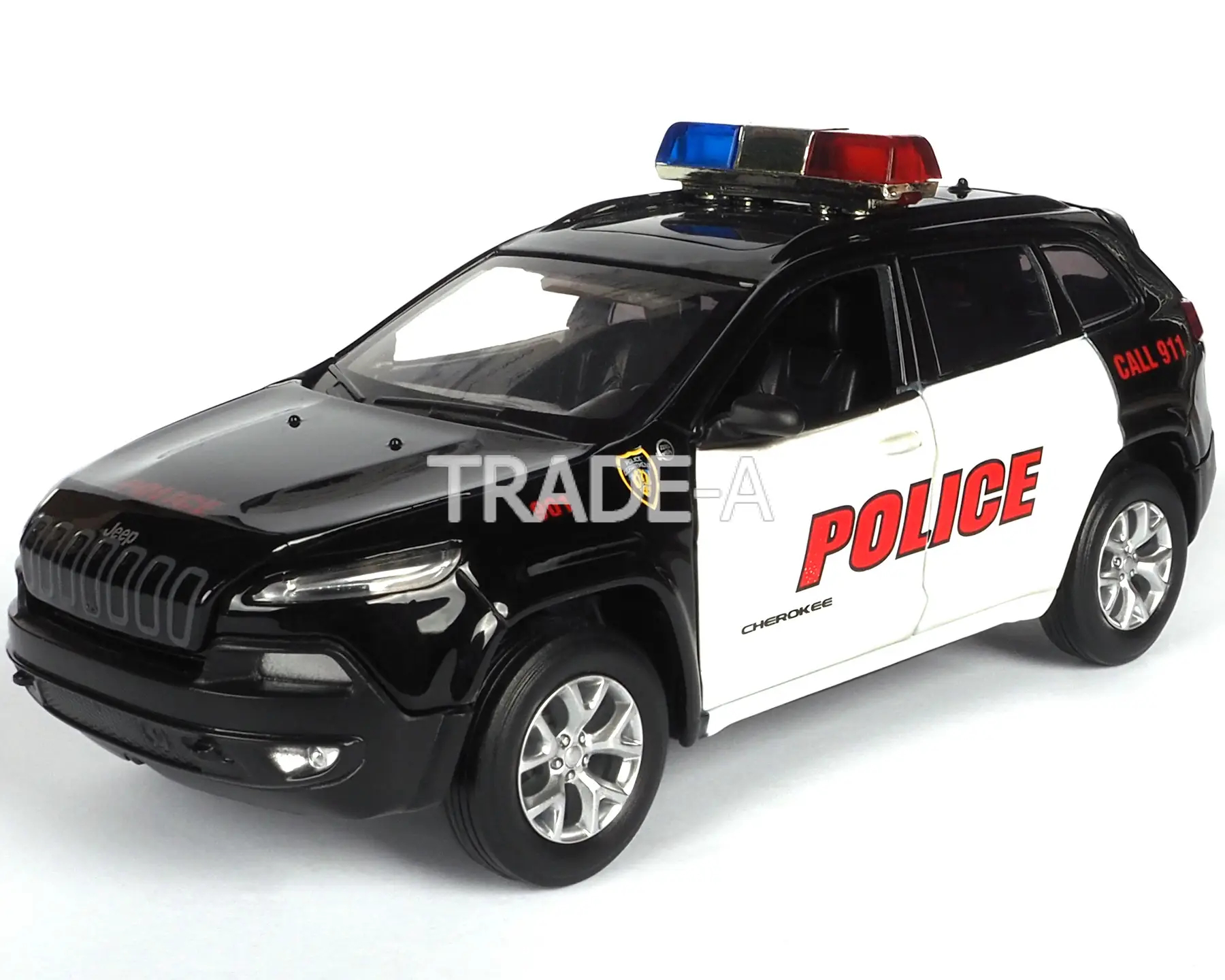 

Полицейская машинка Автопром 68425 Jeep Cherokee Police 1:34 черный