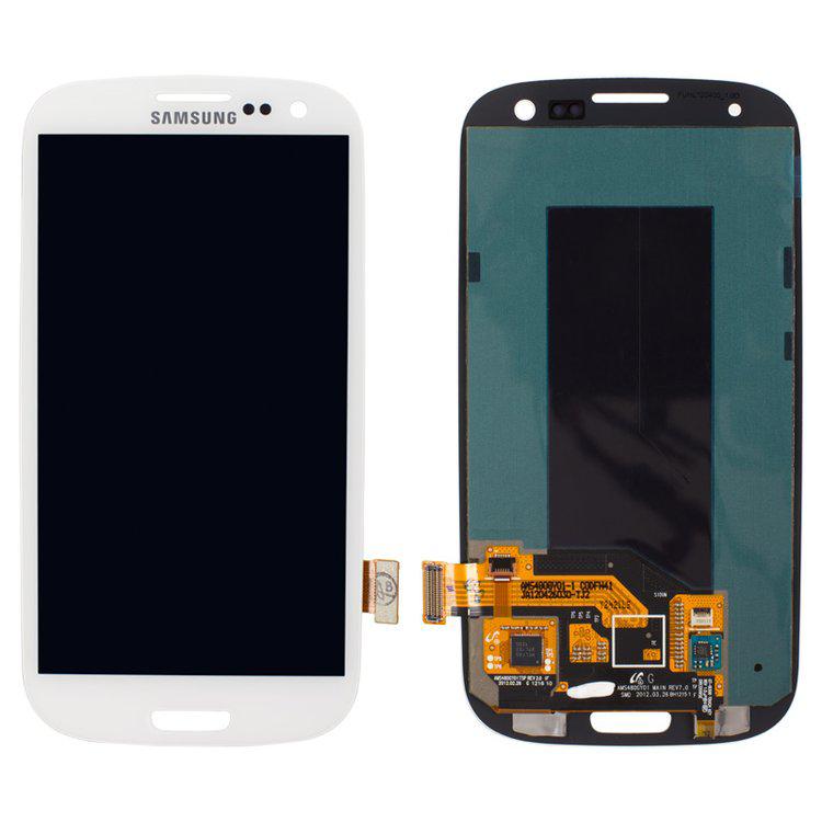 

Дисплей для Samsung I747 Galaxy S3, I9300 Galaxy S3, I9300i Galaxy S3 Duos, I9301 Galaxy S3 Neo, I9305 Galaxy S3, R530, білий, із сенсорним екраном, оригінал (переклеєне скло)