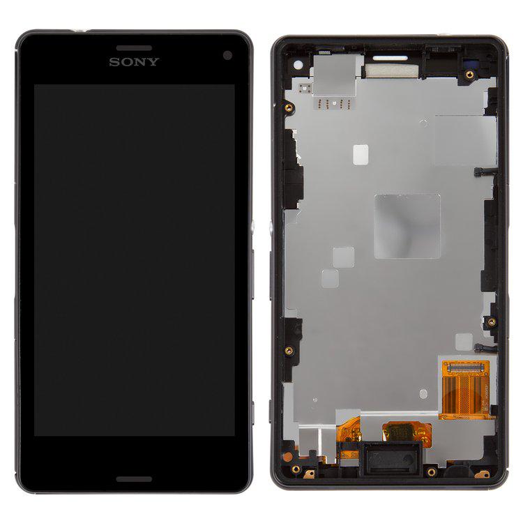 

Дисплей для Sony D5803 Xperia Z3 Compact Mini, D5833 Xperia Z3 Compact Mini, чорний, із сенсорним екраном, з рамкою, High Copy