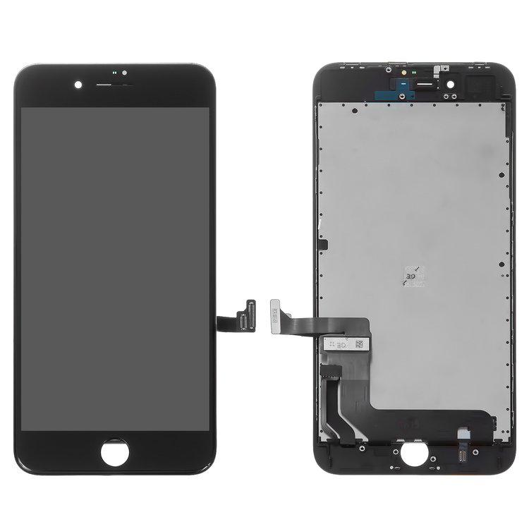 

Дисплей для iPhone 8 Plus, чорний, із сенсорним екраном, з рамкою, переклеєне скло