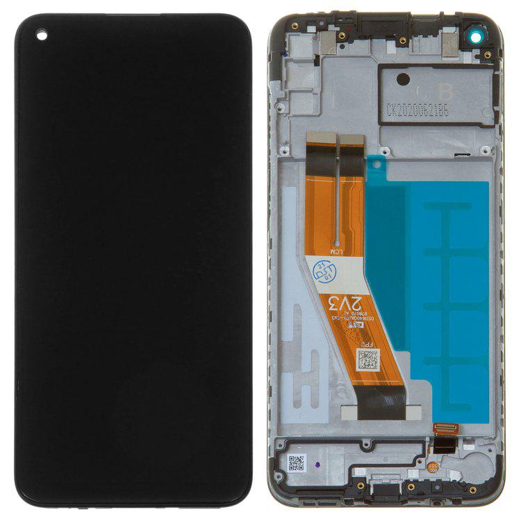 

Дисплей для Samsung A115 Galaxy A11, M115 Galaxy M11, чорний, із сенсорним екраном, з рамкою, Original (PRC), original glass